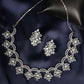 Priyaasi Women American Diamond Silver Plated Floral Jewellery Set - Noz2Toz