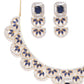 Priyaasi Women Blue American Diamond Gold-Polished Jewellery Set - Swadesiicart