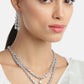 Priyaasi Women Eternal Moondust - American Diamond Silver Plated Leaf Layered Jewellery Set - Swadesiicart