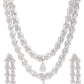 Priyaasi Women Eternal Moondust - American Diamond Silver Plated Leaf Layered Jewellery Set - Swadesiicart