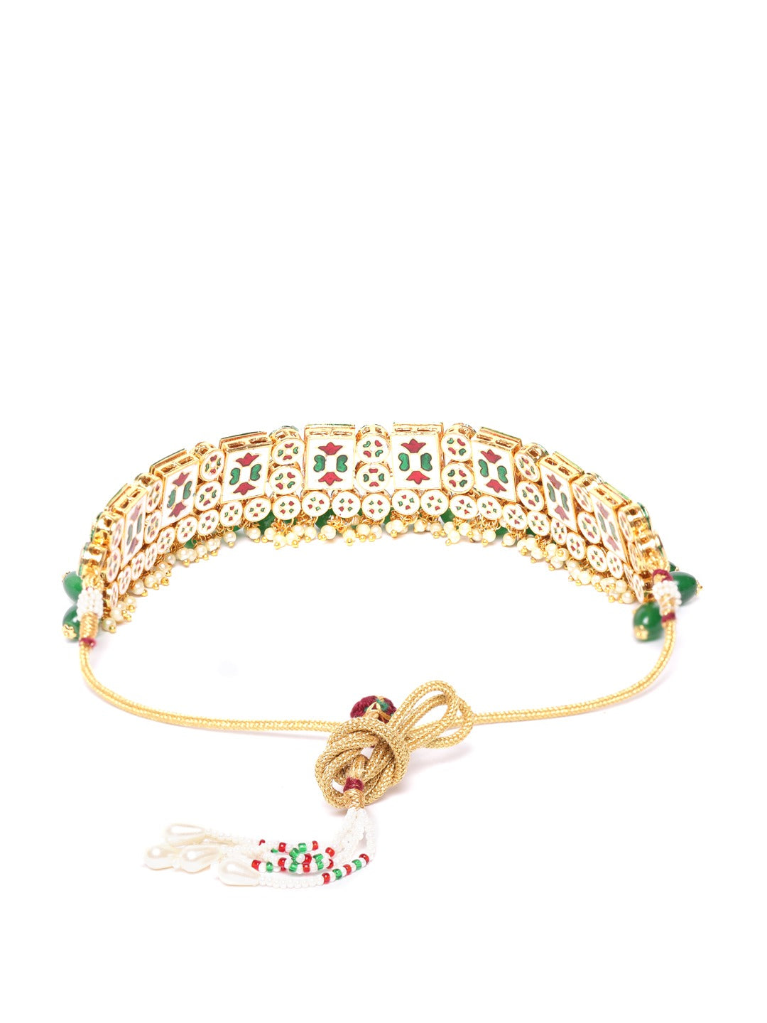 Priyaasi Women Kundan Emerald StonesGold-Polished Jewellery Set - Swadesiicart