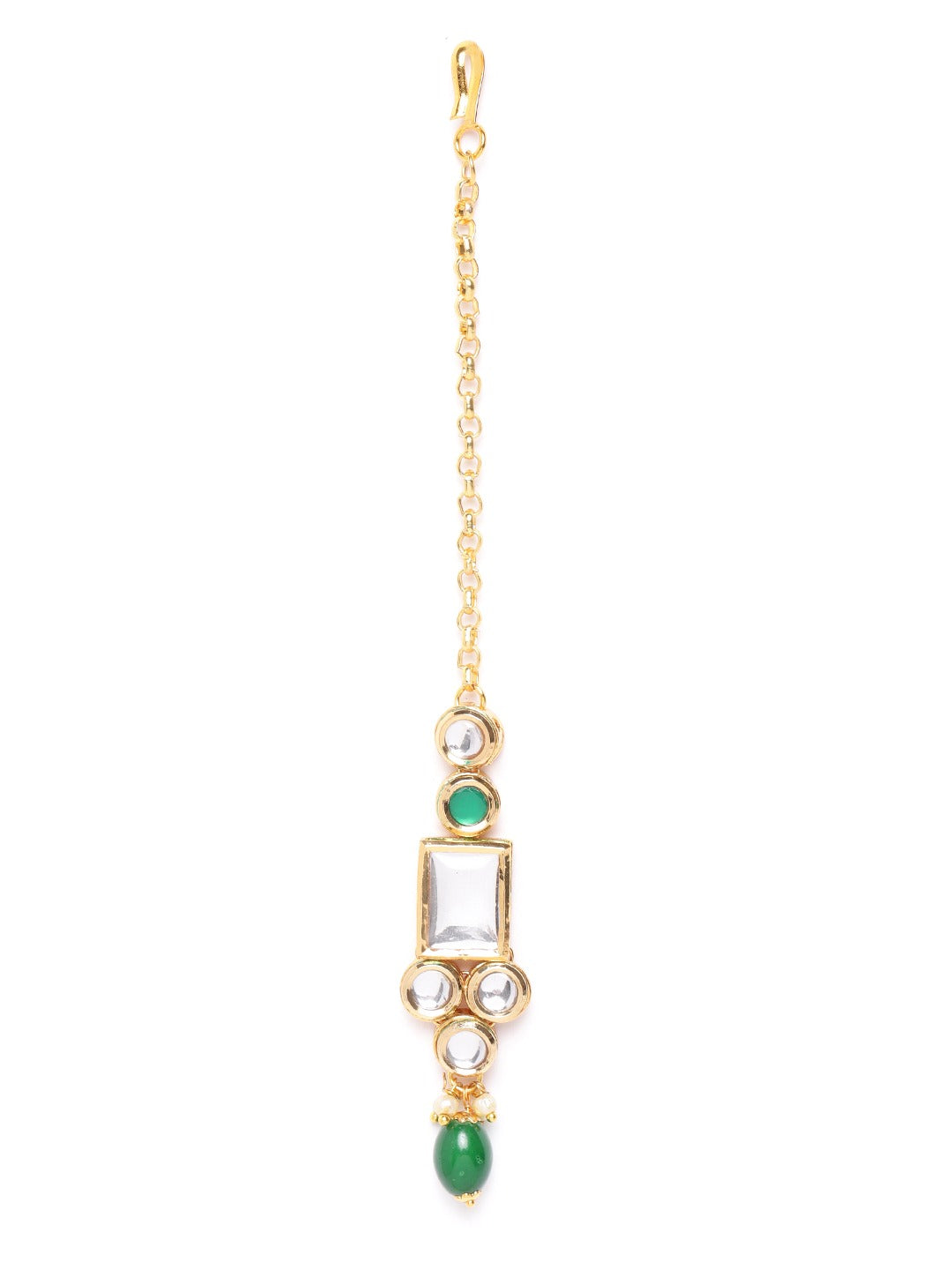 Priyaasi Women Kundan Emerald StonesGold-Polished Jewellery Set - Swadesiicart
