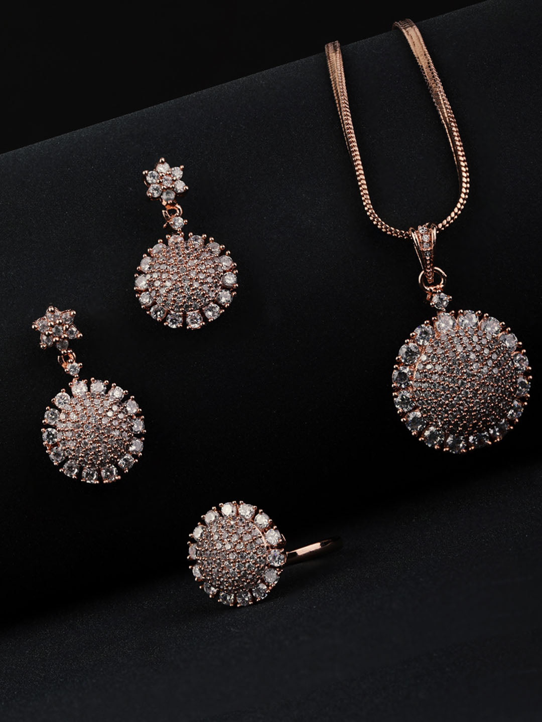 Priyaasi Women American Diamond Jewellery Sets with Ring - Noz2Toz