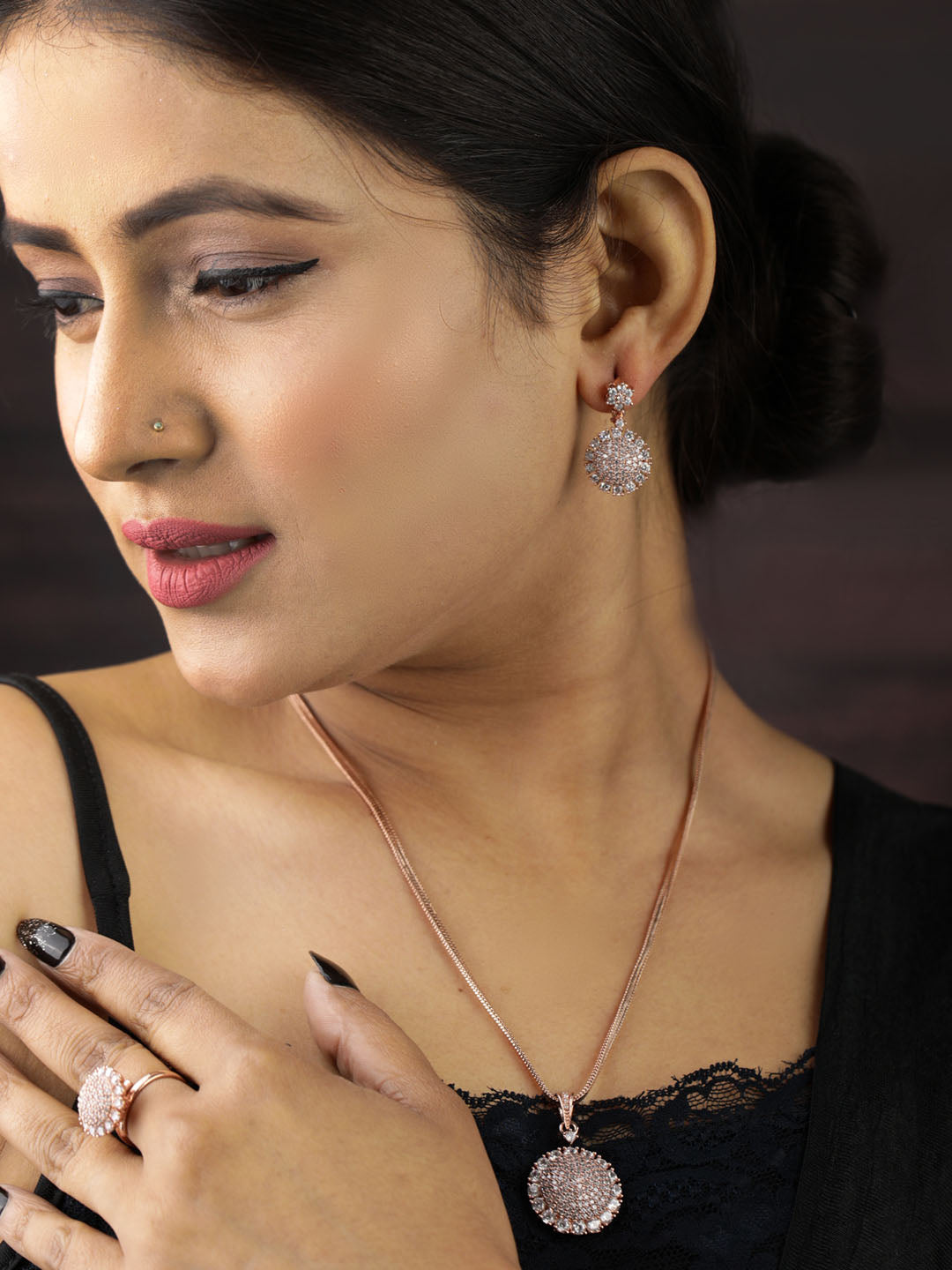 Priyaasi Women American Diamond Jewellery Sets with Ring - Swadesiicart