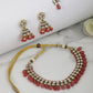 Priyaasi Women Pink Beads Ruby Kundan Gold-Polished Traditional MaangTika Jewellery Set - Noz2Toz
