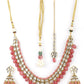 Priyaasi Women Pink Beads Ruby Kundan Gold-Polished Traditional MaangTika Jewellery Set - Swadesiicart