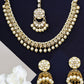 Priyaasi Women White Beads Kundan Pearls Gold-Polished Traditional MaangTika Jewellery Set - Noz2Toz