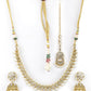 Priyaasi Women White Beads Kundan Pearls Gold-Polished Traditional MaangTika Jewellery Set - Swadesiicart