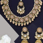 Priyaasi Women Peach Beads Pearls Kundan Gold-Polished Floral Traditional MaangTika Jewellery Set - Noz2Toz
