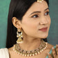 Priyaasi Women Peach Beads Pearls Kundan Gold-Polished Floral Traditional MaangTika Jewellery Set - Swadesiicart