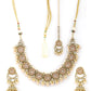Priyaasi Women Peach Beads Pearls Kundan Gold-Polished Floral Traditional MaangTika Jewellery Set - Swadesiicart