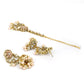 Priyaasi Women Peach Beads Pearls Kundan Gold-Polished Floral Traditional MaangTika Jewellery Set - Swadesiicart