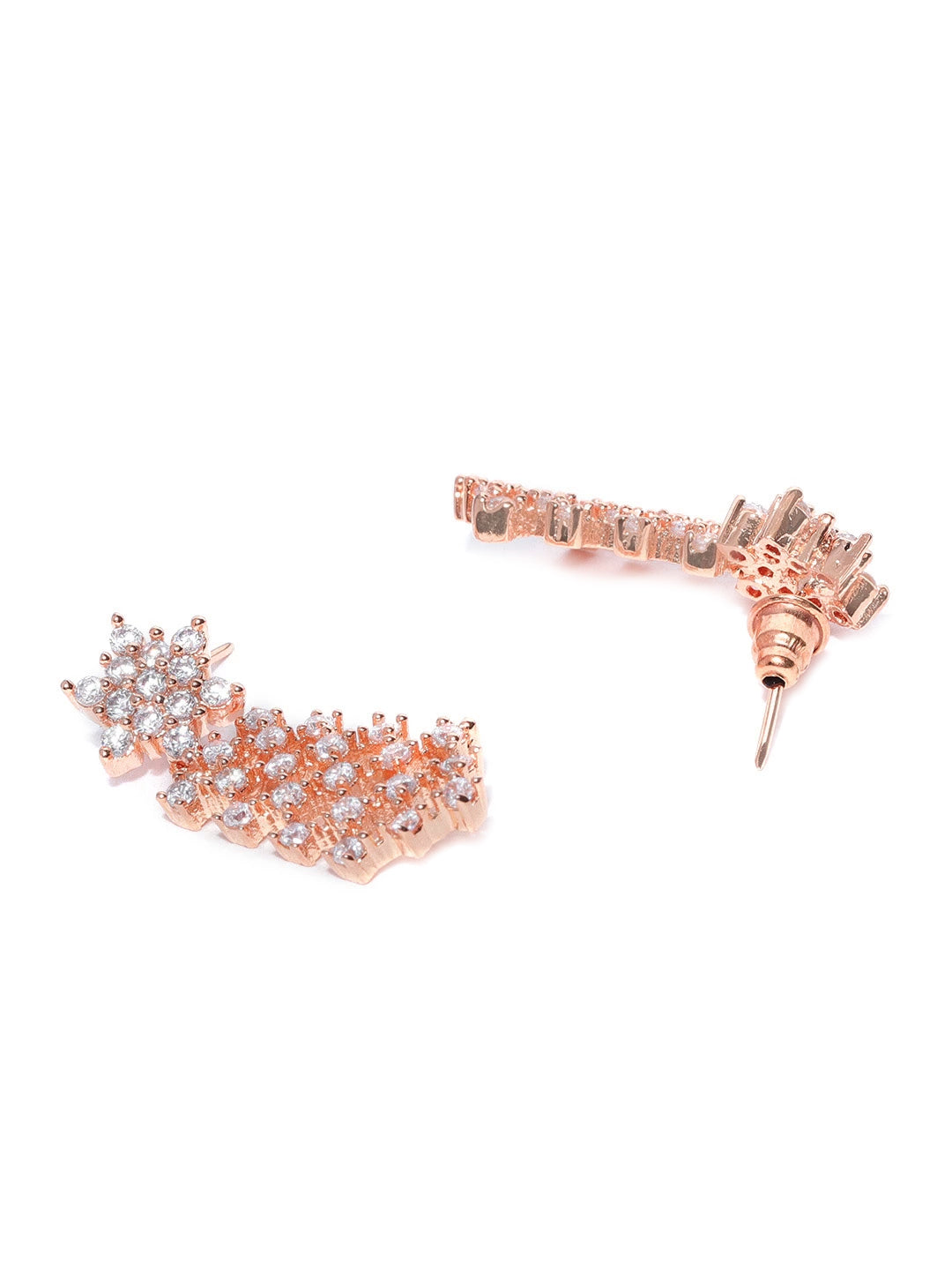 Priyaasi Women American Diamond Rose Gold-Polished Ethnic Jewellery Set - Swadesiicart