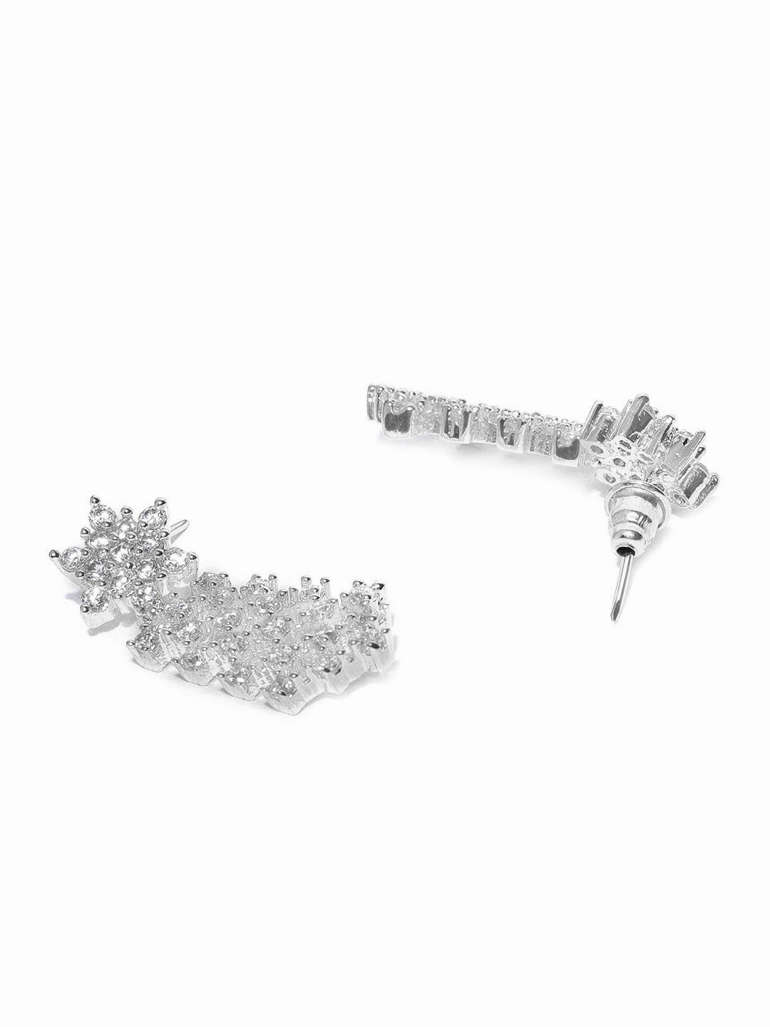 Priyaasi Women American Diamond Silver Plated Ethnic Jewellery Set - Swadesiicart