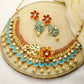 Priyaasi Women Multi-Color Kundan Pearls Gold-Polished Floral Jewellery Set - Noz2Toz