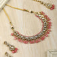 Priyaasi Women Pink Beads Pearls Kundan Gold-Polished Jewellery Set with Maang Tikka - Noz2Toz