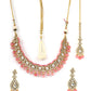 Priyaasi Women Pink Beads Pearls Kundan Gold-Polished Jewellery Set with Maang Tikka - Swadesiicart