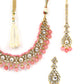 Priyaasi Women Pink Beads Pearls Kundan Gold-Polished Jewellery Set with Maang Tikka - Swadesiicart