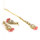 Priyaasi Women Pink Beads Pearls Kundan Gold-Polished Jewellery Set with Maang Tikka - Swadesiicart