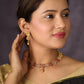 Priyaasi Women Ruby Kundan Pearls Gold-Polished Jewellery Set - Swadesiicart