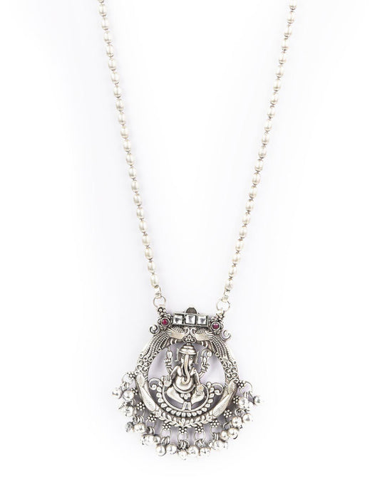 Priyaasi Women Ghungroo Silver Plated Temple Jewellery Set - Swadesiicart