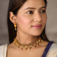 Priyaasi Women Beads Ruby Emerald Gold-Polished Temple Jewellery Set - Swadesiicart