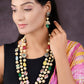 Priyaasi Women Multi-Color Beads Pearls Stones Gold-Polished Jewellery Set - Swadesiicart