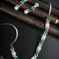 Priyaasi Women Green American Diamond Rose Gold-Polished Jewellery Set - Noz2Toz