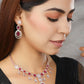 Priyaasi Women Ruby Roll - Pink American Diamond Rose Gold-Polished Jewellery Set - Swadesiicart