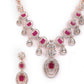 Priyaasi Women Ruby Roll - Pink American Diamond Rose Gold-Polished Jewellery Set - Swadesiicart