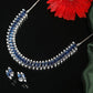 Priyaasi Women Blue American Diamond Silver Plated Jewellery Set - Noz2Toz