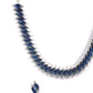 Priyaasi Women Blue American Diamond Silver Plated Jewellery Set - Swadesiicart