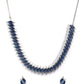 Priyaasi Women Blue American Diamond Silver Plated Jewellery Set - Swadesiicart