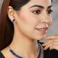 Priyaasi Women Blue American Diamond Silver Plated Jewellery Set - Swadesiicart