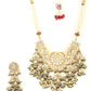 Priyaasi Women White Beads Pachi Kundan Gold-Polished Jewellery Set - Swadesiicart