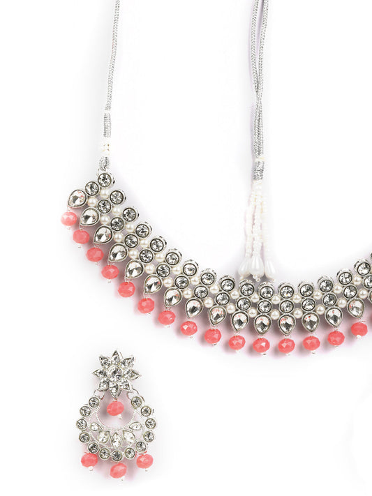 Priyaasi Women Orange Silver-Plated Jewellery Sets - Swadesiicart