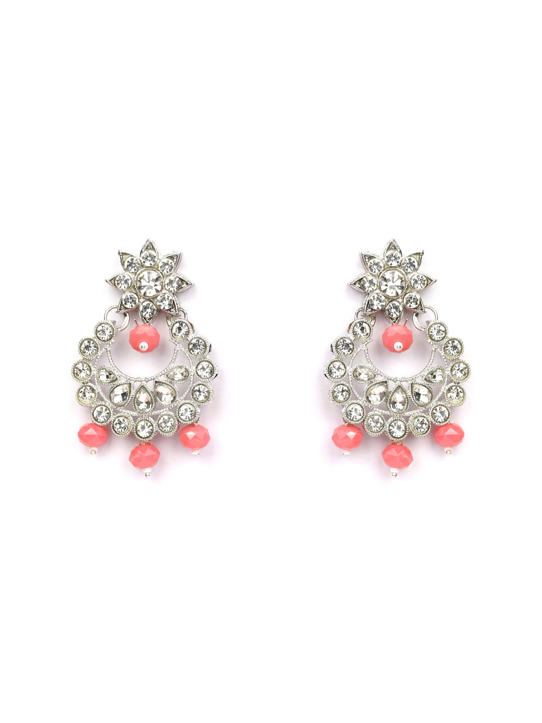 Priyaasi Women Orange Silver-Plated Jewellery Sets - Swadesiicart
