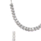 Priyaasi Women Dazzle Blocked-Silver Plated American Diamond Jewellery Set - Swadesiicart