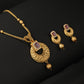 Priyaasi Women Maroon Ruby American Diamond Gold-Polished Jewellery Set - Noz2Toz