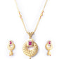 Priyaasi Women Maroon Ruby American Diamond Gold-Polished Jewellery Set - Swadesiicart