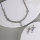 Priyaasi Women Grey American Diamond Cubic Zirconia Gun Metal Plated Jewellery Set - Noz2Toz