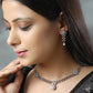 Priyaasi Women Grey American Diamond Cubic Zirconia Gun Metal Plated Jewellery Set - Swadesiicart