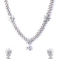Priyaasi Women Grey American Diamond Cubic Zirconia Gun Metal Plated Jewellery Set - Swadesiicart
