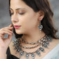 Priyaasi Women Kundan Stones Studded Silver Plated Jewellery Set - Swadesiicart