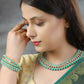 Priyaasi Women Mint Green Cubic Zirconia Stones Studded Gold-Polished Jewellery Set with Bracelet - Swadesiicart