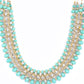 Priyaasi Women Mint Green Cubic Zirconia Stones Studded Gold-Polished Jewellery Set with Bracelet - Swadesiicart