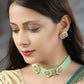 Priyaasi Women Mint Green White Kundan Gold-Polished Choket Set - Swadesiicart