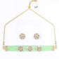 Priyaasi Women Mint Green White Kundan Gold-Polished Choket Set - Swadesiicart