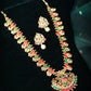 Priyaasi Women Green Kemp Stones Pearls Gold-Polished Jewellery Set - Noz2Toz