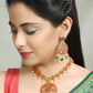 Priyaasi Women Green Ruby Kemp Stones Gold-Polished Jewellery Set - Swadesiicart